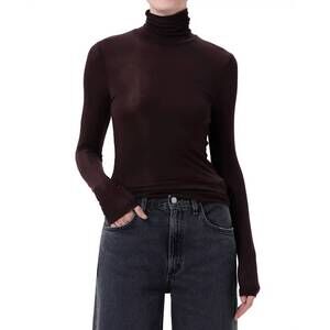 NEW AGOLDE pascale turtleneck top in root